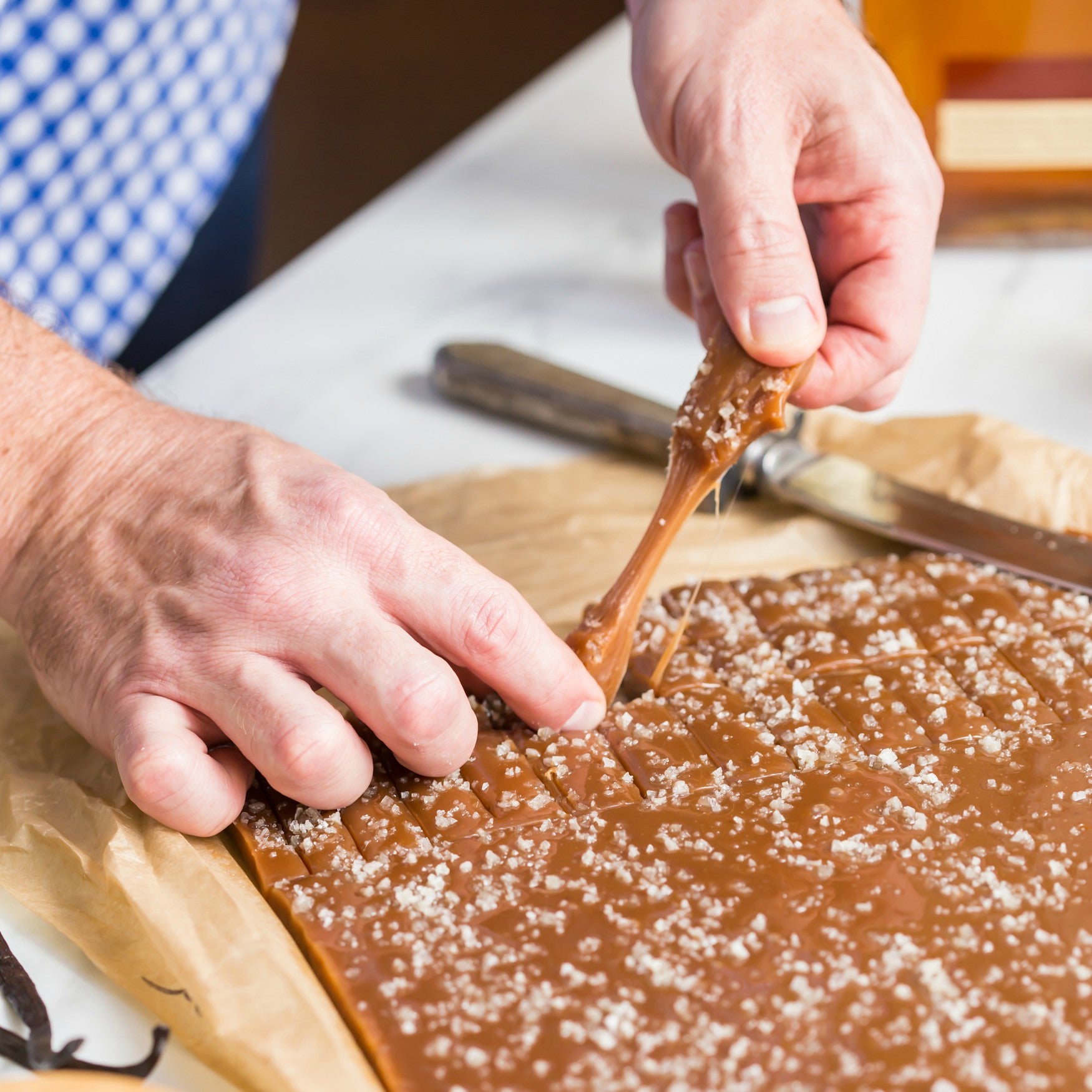 Pulling salted caramel