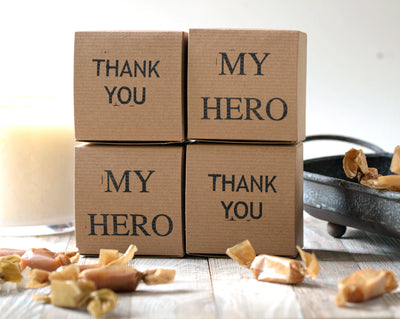 Stack of Thank You and My Hero boxes